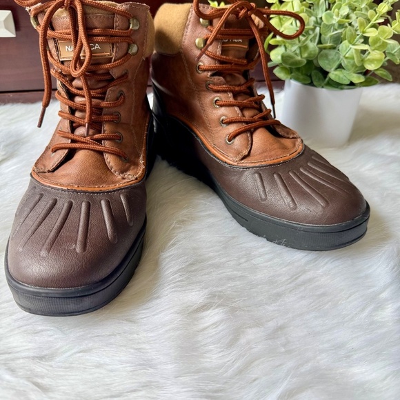 Nautica Waterproof Insulated Duck Lace-Up Brown Cold Weather Snow Boots Size 10 - Picture 6 of 14
